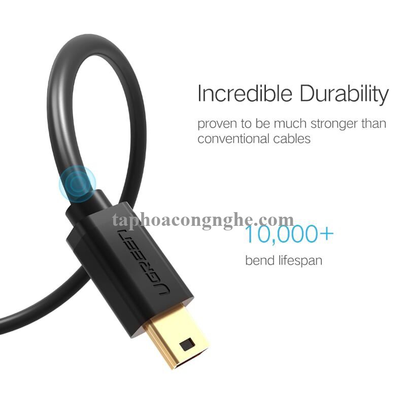 Ugreen 10354 0.5M màu Đen Cáp sạc truyền dữ liệu USB 2.0 sang MINI USB đầu mạ vàng US132 30010354